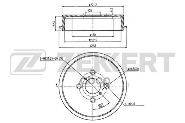 Барабан торм. задн. Toyota Yaris (P90  P130) 05- Zekkert арт. bs-5583