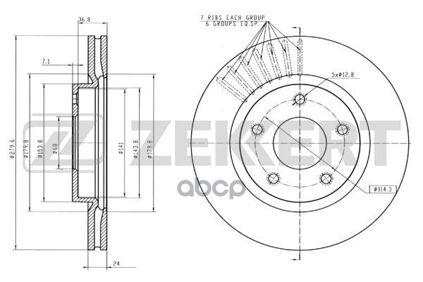 Диск торм. перед. Nissan Juke (F15) 10- Zekkert арт. bs-5589