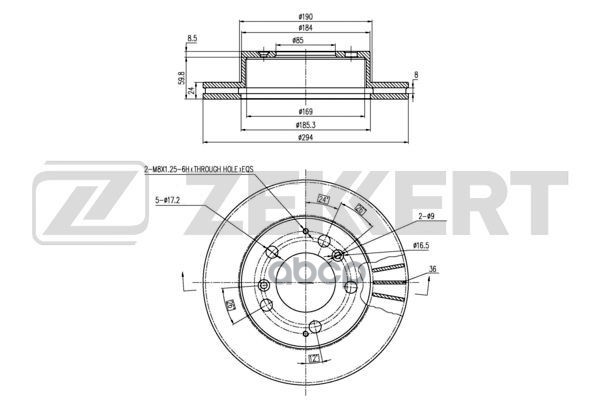 Диск торм. перед. Ssangyong Istana 92- Zekkert арт. bs-5608
