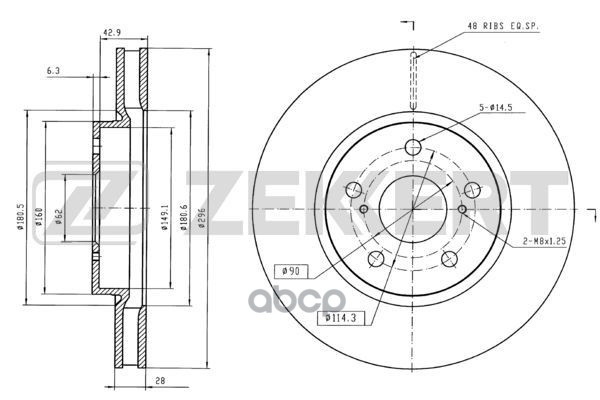 Диск торм. перед. Lexus IS200D/220D/250 II 05-  IS250/300H III 13-  Toyota Crown (S180) 04- Zekkert арт. bs-5627