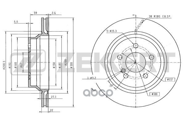 Диск торм. задн. MB CLS (218  219) 04-  GLK-Class (204) 08-  E-Class (211  212) 02- Zekkert арт. bs-5633