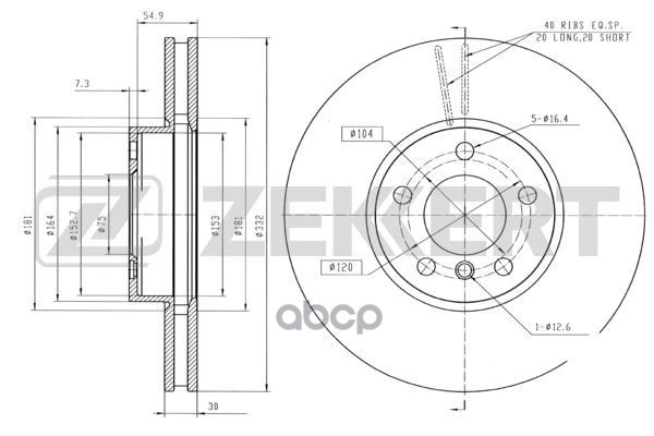 Диск торм. перед. BMW X5 (E70  F15  F85) 06-  X6 (E71  E72  F16  F86) 08- Zekkert арт. bs-5634