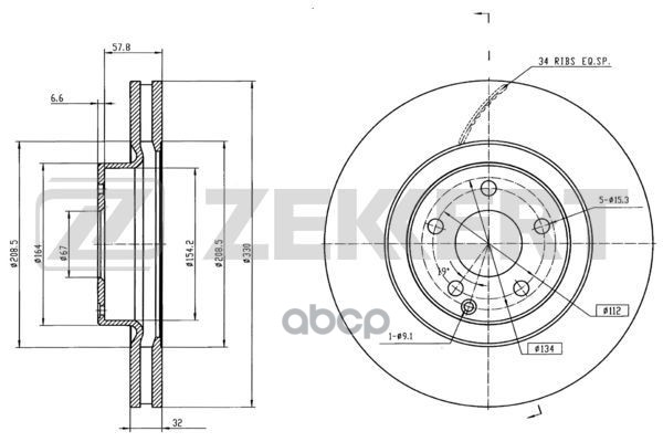 Диск торм. перед. MB CLS (219) 04-  E-Class (211) 02-  GLK-Class (204) 08- Zekkert арт. bs-5635