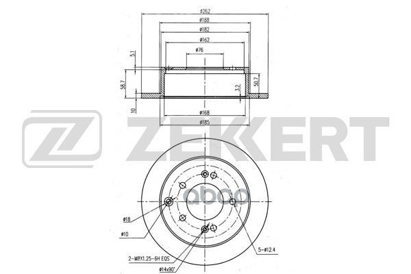 Диск торм. задн. Kia Cerato II  III 09-  Soul 09-  Changan CS35 13- Zekkert арт. bs-5642