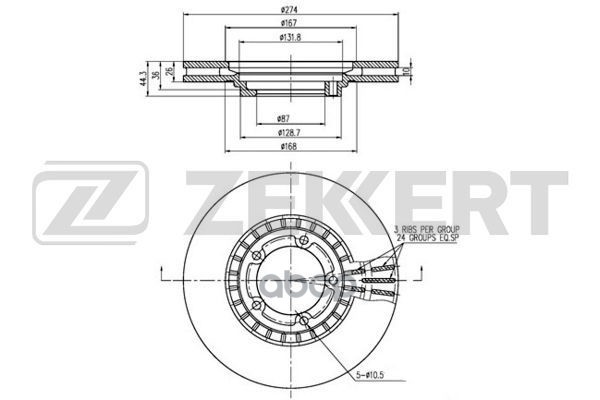 Диск торм. перед. Hyundai Starex/H1 01- Zekkert арт. bs-5645