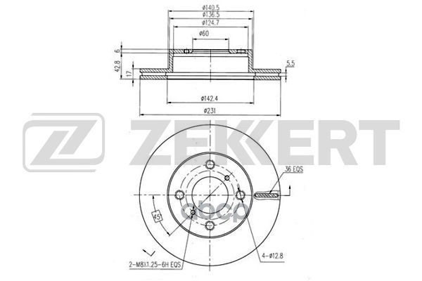 Диск торм. перед. Suzuki Alto (FF) 04-  Wagon R+ (EM) 98- Zekkert арт. bs-5660