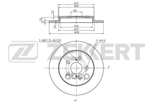 Диск торм. задн. Lexus CT200H (ZWA1_) 10-  Toyota Prius (W30) 08-  Subaru Trezia 11- Zekkert арт. bs-5665