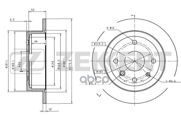 Диск торм. задн. Chevrolet Epica (KL1_) 05- Zekkert арт. bs-5684