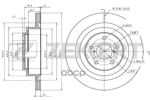 Диск торм. задн. Subaru Forester (SG  SH) 02-  Impreza (GD  GG) 00-  Legacy (BL  BP) 03- Zekkert арт. bs-5697