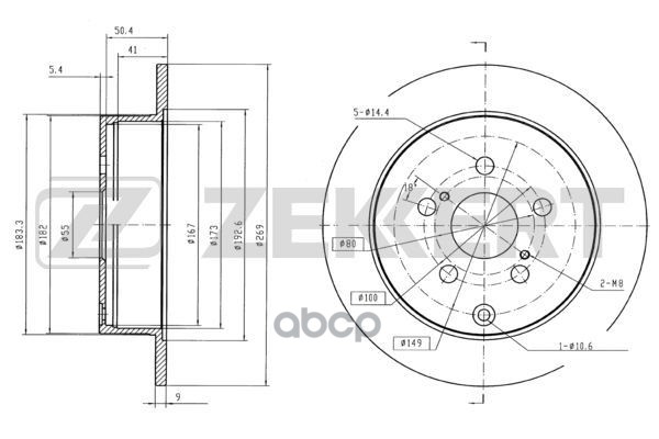 Диск торм. задн. Toyota Celica (T230) 99-  Prius (W20) 03- Zekkert арт. bs-5702