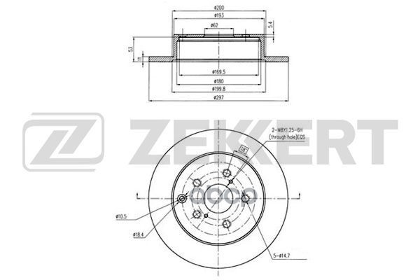 Диск торм. задн. Toyota Verso (R20) 09- Zekkert арт. bs-5703