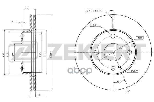 Диск Торм. Перед. Mazda 323 Iv  V 89-  Mx-5 90- Zekkert арт. bs-5705