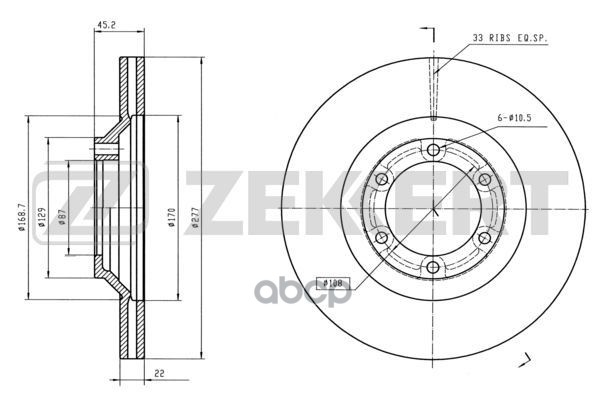 Диск Торм. Перед. Hyundai Galloper Ii 98- Zekkert арт. bs-5711