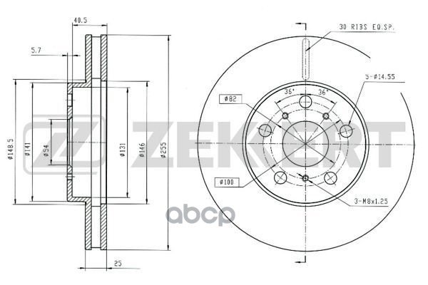 Диск Торм. Перед. Toyota Celica (T180) 91- (Замена Для Bs-6055) Zekkert арт. bs-5751