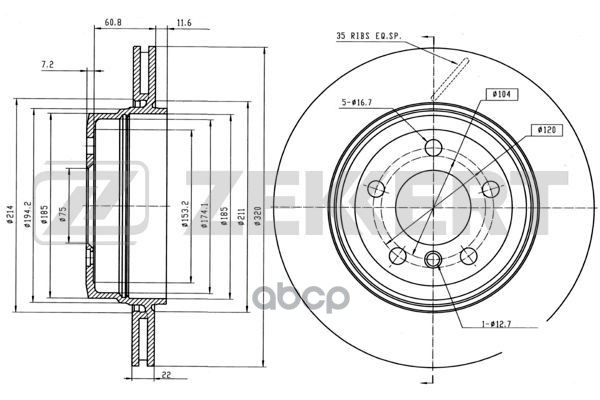 Диск торм. задн. BMW X3 (E83) 03- Zekkert арт. bs-5783