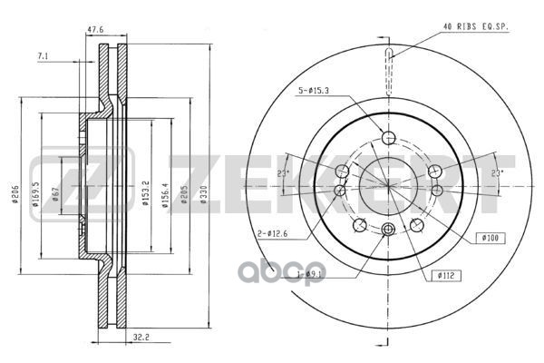 Диск торм. перед. MB ML (164) 05-  R-Class (251) 06- Zekkert арт. bs-5838