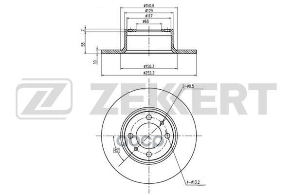 Диск торм. перед. Lada 2101  2103  2106 70-  2102 73-  2104 85-  2105  2107 81- Zekkert арт. bs-5839