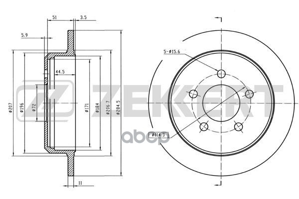 Диск торм. задн. Jeep Grand Cherokee 91-  Wrangler I  II 91- Zekkert арт. bs-5859