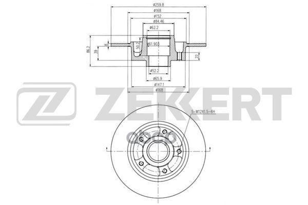 Диск торм. задн. Renault Fluence 10-  Megane III 08- (без подшипника  без ABS) Zekkert арт. bs-5878