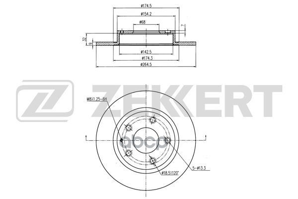 Диск торм. задн. Mazda 3 III 13- Zekkert арт. bs-5891