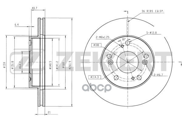 Диск торм. перед. Honda Civic VII  VIII 01-  CR-Z 10-  Stream 01- Zekkert арт. bs-5892