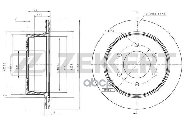 Диск торм. задн. Mitsubishi Pajero Sport II 08- Zekkert арт. bs-5907