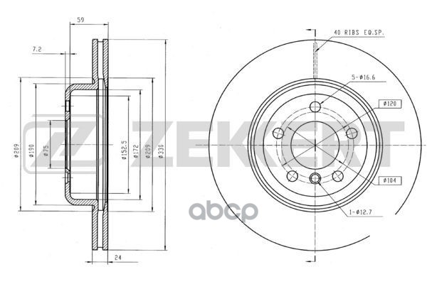 Диск торм. перед. BMW 5 (F10  F11) 10- Zekkert арт. bs-5916