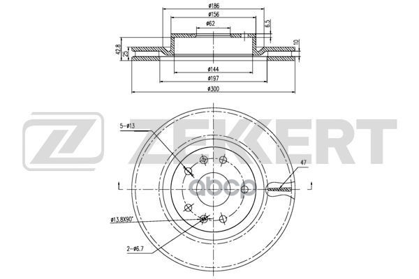 Диск торм. перед. Chery Tiggo (T11) 05- Zekkert арт. bs-5919