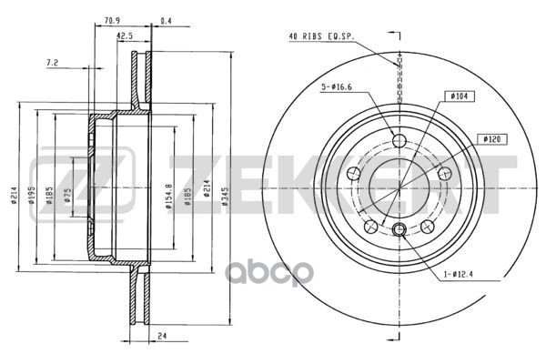 Диск торм. задн. BMW X5 (E7  F15  F85) 06-  X6 (E71 E72  F16  F86) 08- Zekkert арт. bs-5956