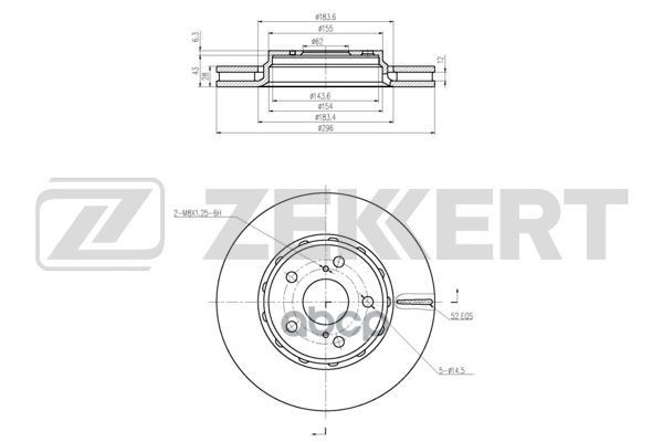 Диск торм. перед. Toyota Previa (R20  R50) 05- Zekkert арт. bs-5995