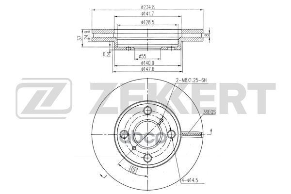 Диск торм. перед. Toyota Probox (P50) 02- Zekkert арт. bs-5997