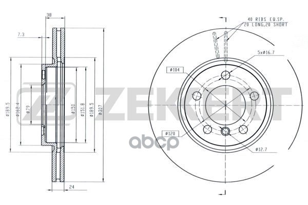 Диск торм. перед. Mini Countryman (R60) 10-  Paceman (R61) 12- Zekkert арт. bs-5999