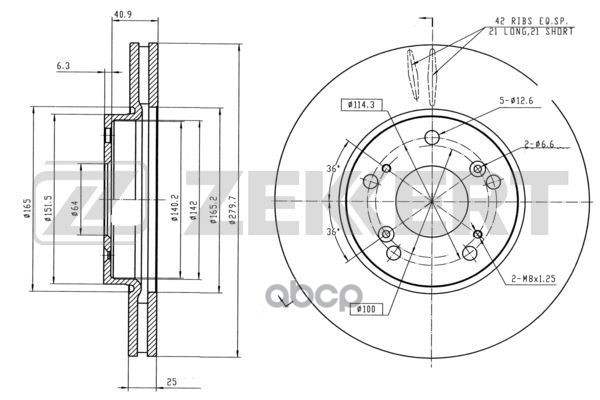 Диск Торм. Перед. Honda Accord Vii 03- Zekkert арт. bs-6019