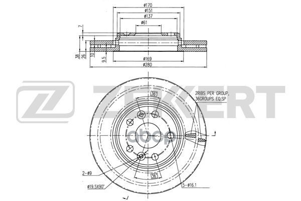 Диск торм. перед. MB Citan Combi (415) 12- Zekkert арт. bs-6024