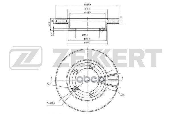 Диск торм. перед. Mitsubishi Canter 93- Zekkert арт. bs-6094