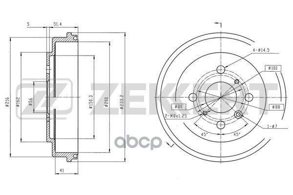 Барабан Торм. Зад. Daihatsu Gran Move 96- Zekkert арт. bs-6110