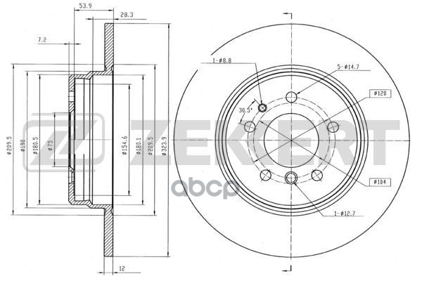 Диск Торм. Задн. Bmw 7 (E38) 94-  8 (E31) 90- Zekkert арт. bs-6124