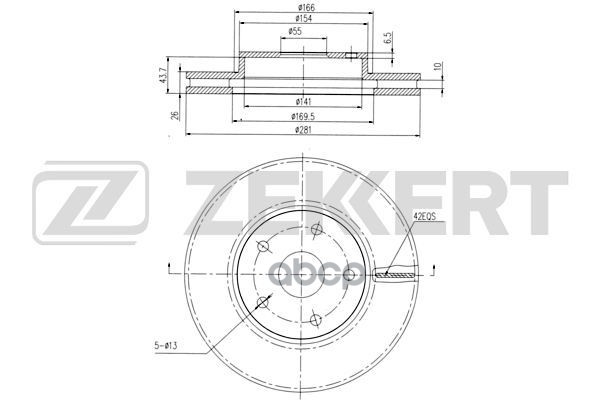 Диск торм. перед. Geely EMGRAND 09- Zekkert арт. bs-6139