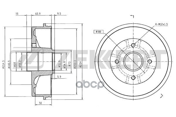 Барабан торм. задн. Renault Laguna 93- Zekkert арт. bs-6142