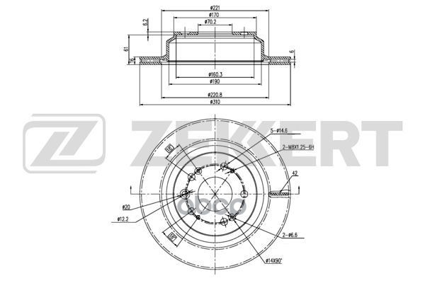 Диск торм. задн. Honda Legend II-IV 91-  Shuttle 94-  Acura Legend I II 88- Zekkert арт. bs-6186