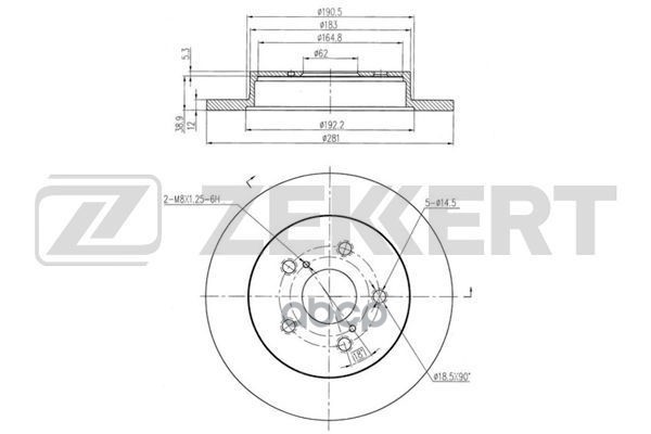 Диск тормозной задний Toyota Camry (V70) 17- Zekkert арт. bs6191
