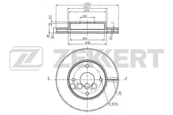 Диск торм. перед. Chery Fora 06- Zekkert арт. bs-6207