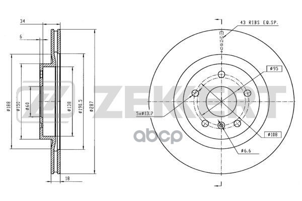 Диск торм. перед. Chery IndiS 11- Zekkert арт. bs-6211