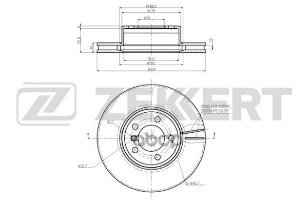 Диск Торм. Перед. Bmw 7 (E65  E66  E67) 01- Zekkert арт. bs-6212