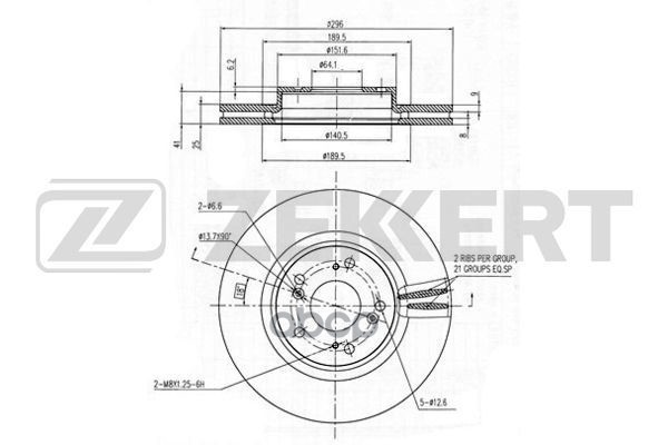 Диск Торм. Перед. Honda Accord Viii 08- Zekkert арт. bs-6228