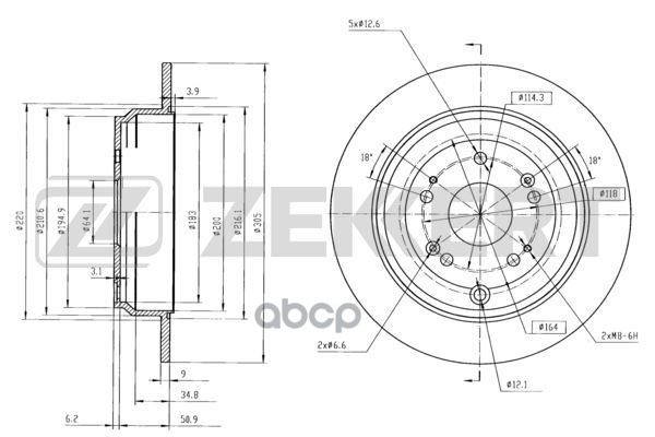 Диск тормозной задн. Acura RDX 12-  Honda CR-V IV 12- Zekkert арт. bs-6245