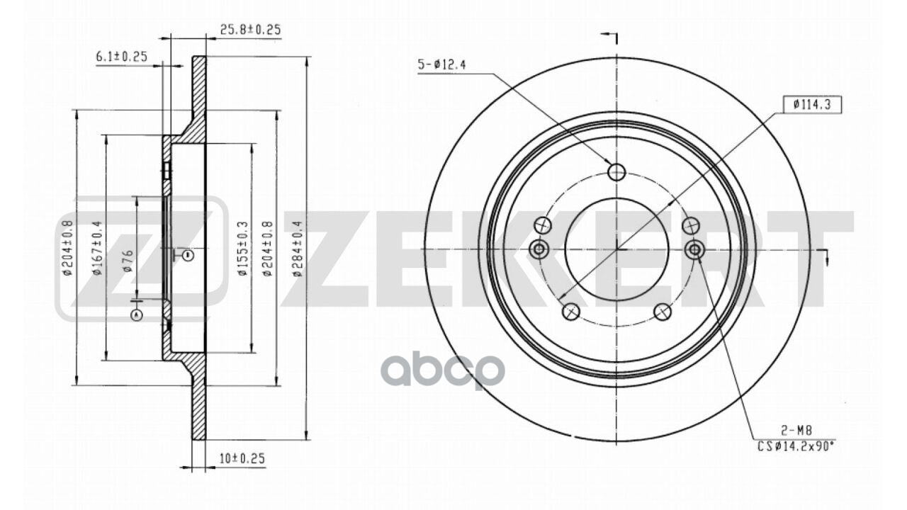 Диск Тормозной Задний Hyundai Creta I  Ii 21-  Sonata Vii 14-  Kia Ceed Ii  Iii 18-  Optima Iii 10- Zekkert арт. bs-6271b