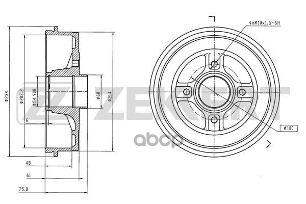 Барабан торм. задн. Lada Xray 16-  Renault Logan II 13-  Sandero II 13-  Dacia Logan II 12- (с подши Zekkert арт. bs-6305