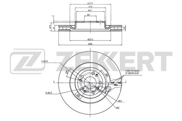 Диск торм. перед. MB GL-Class (166) 12-  GLE (166  292) 15-  GLS (166) 15-  M-Class (166) 11- Zekkert арт. bs-6364