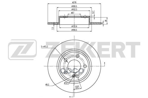 Диск торм. задн. MB A-Class (176) 12-  B-Class (W242  W246) 11- Zekkert арт. bs-6366